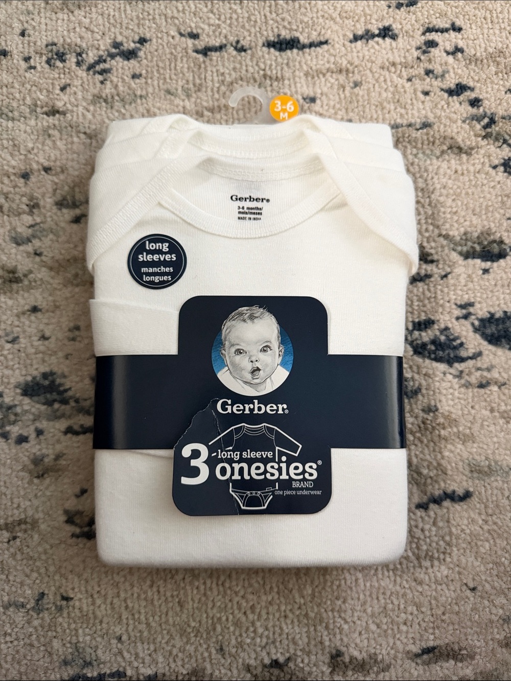 Gerber White Long Sleeve Onesies Pack - 3 Count